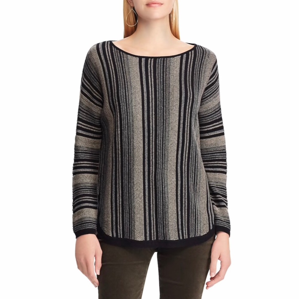 CHAPS Women’s Striped Black Sweater XXL NWT
